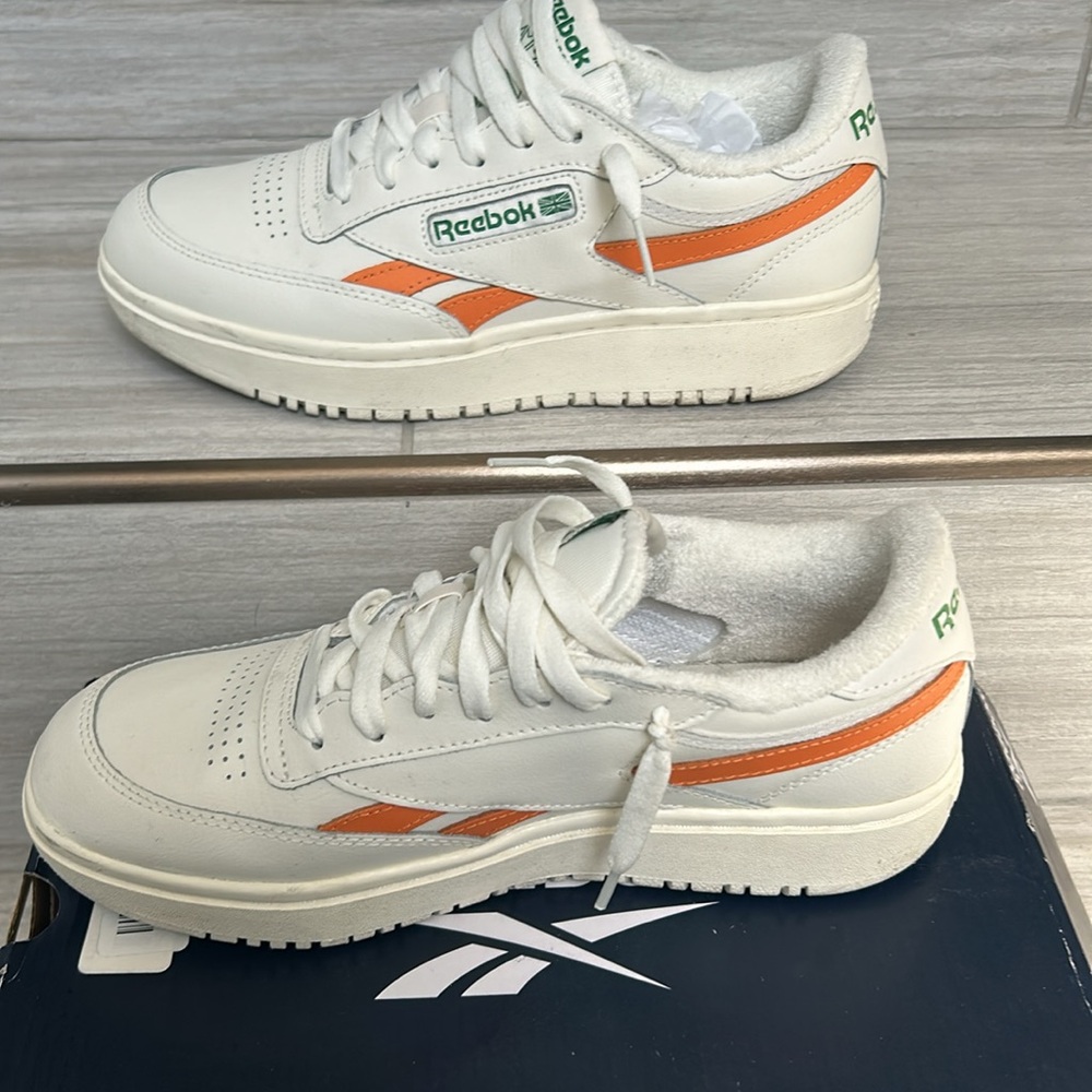 Rare! Orange/Cream Reebok Revenge Double C Leather Sneakers - Picture 6 of 10